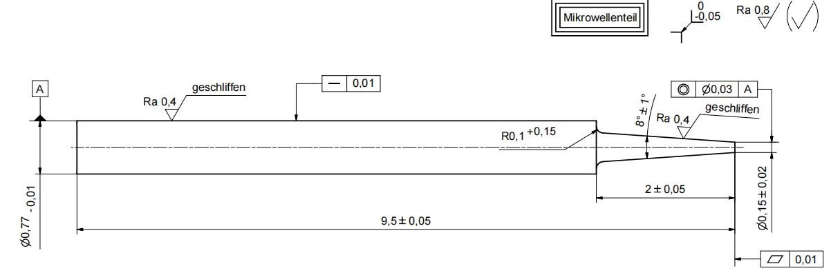 直径 0.5mm 0.77mm 微型氧化锆陶瓷尖端